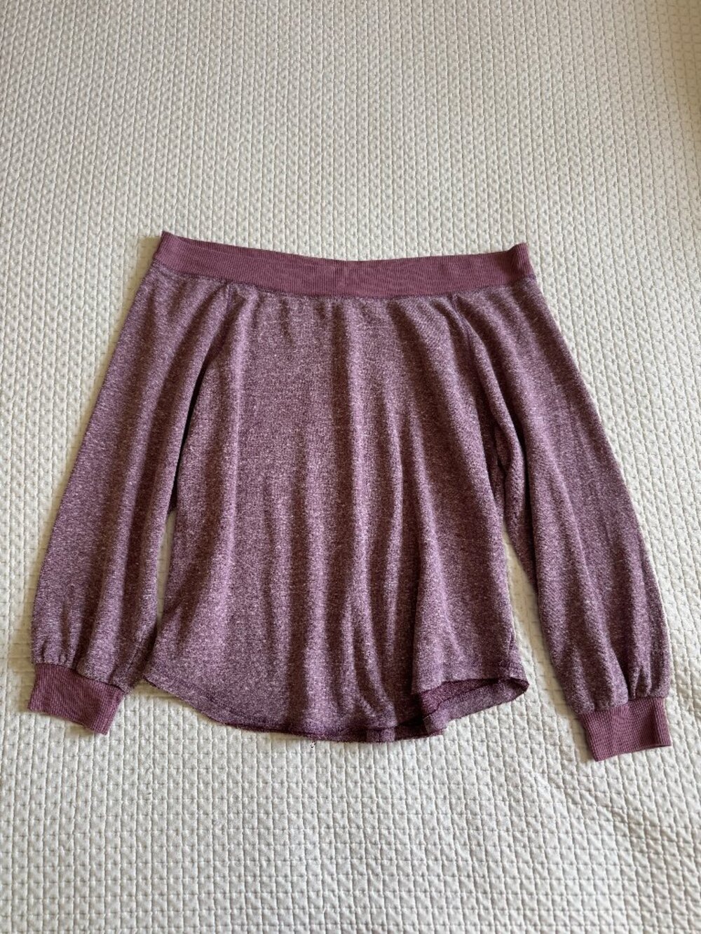 Mauve Off the Shoulder Long Sleeve Top